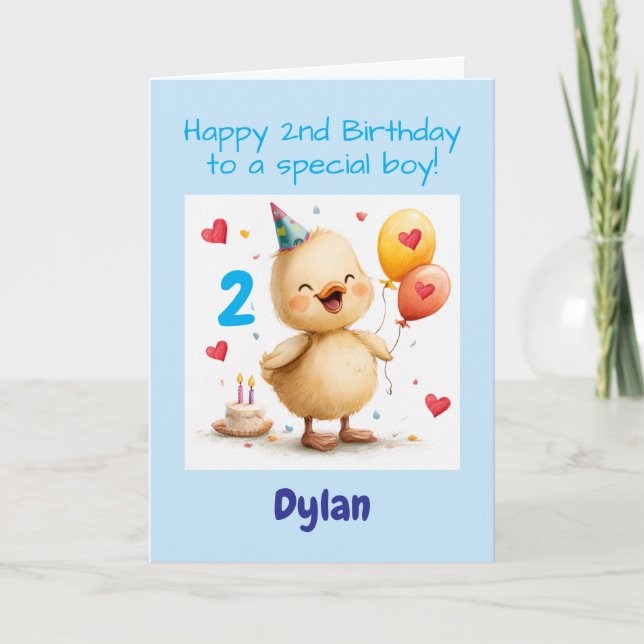 Carte Félicitations pour le 2ème anniversaire garçon, Ca (Devant)