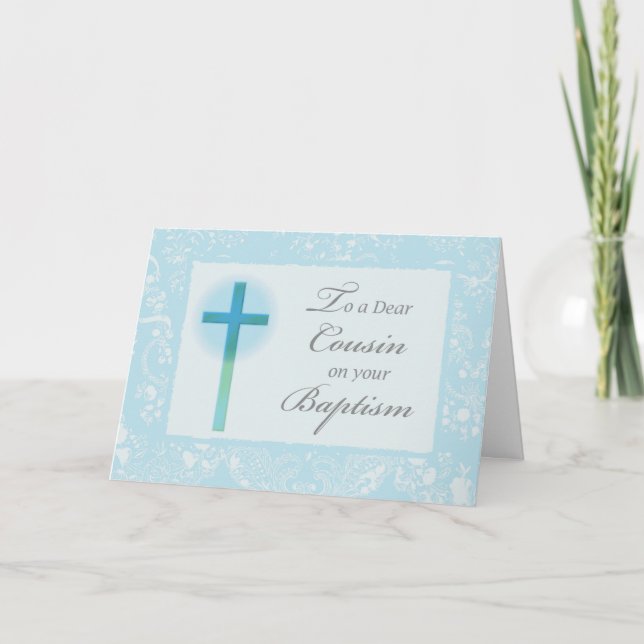 Carte Félicitations pour le baptême d'un cousin garçon C (Devant)