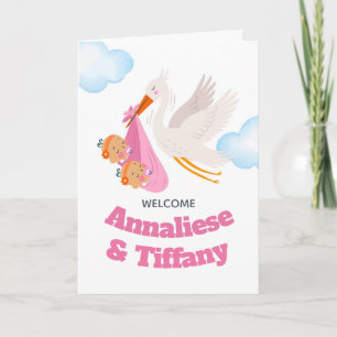 Carte Félicitations pour le coffret Jumeaux Filles Cigog