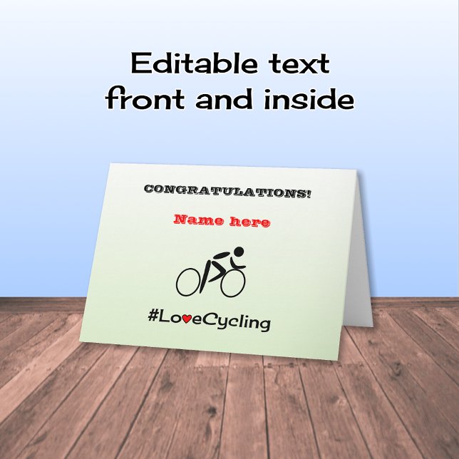Carte Félicitations pour le cyclisme personnalisé (Créateur téléchargé)