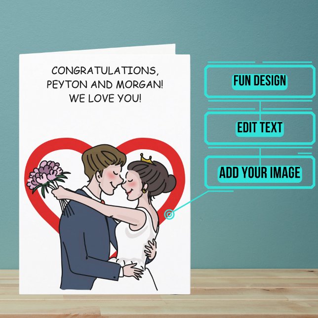 Carte Félicitations pour le jour Animé du mariage de la  (Send your love and congratulations with a modern and unique twist.)
