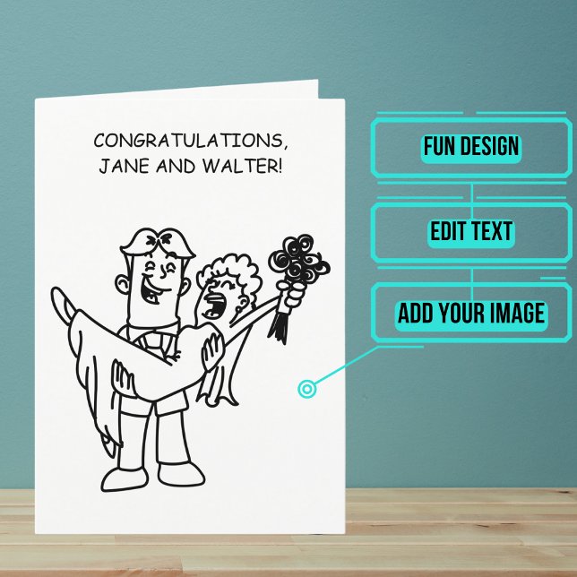 Carte Félicitations pour le jour du mariage à un couple  (Send your love and congratulations with a modern and unique twist.)