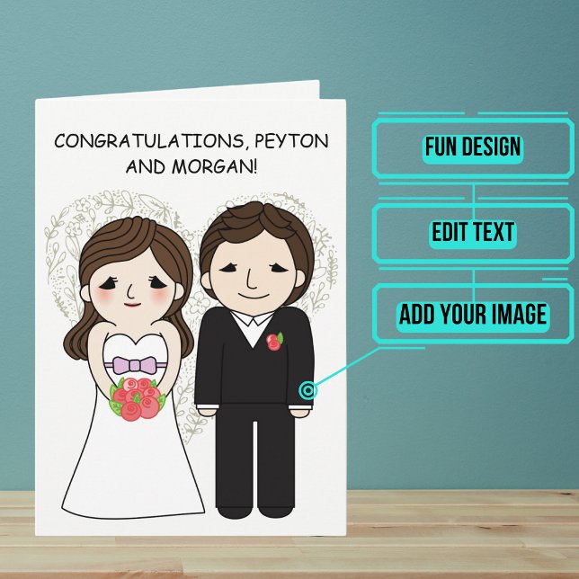 Carte Félicitations pour le jour du mariage Anime Mariée (Send your love and congratulations with a modern and unique twist.)