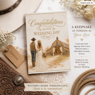 Carte Félicitations pour le mariage à la grange rustique