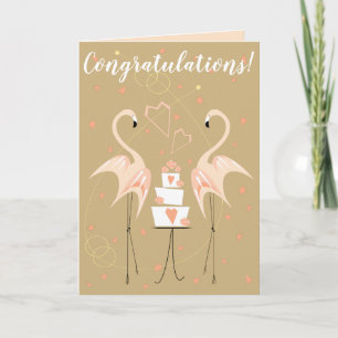 Carte Félicitations pour le mariage au flamant rose pêch