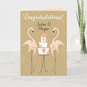 Carte Félicitations pour le mariage aux flamants roses N