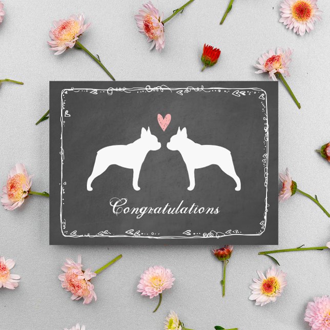 Carte Félicitations pour le mariage de Boston Terriers (Créateur téléchargé)