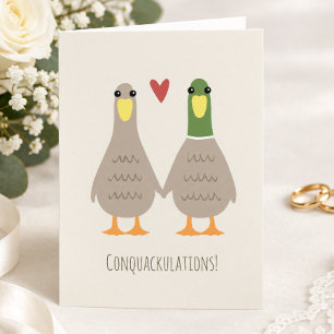 Carte Félicitations pour le Mariage de Canards Amoureux