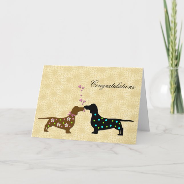 Carte Félicitations pour le mariage de Dachshund (Devant)