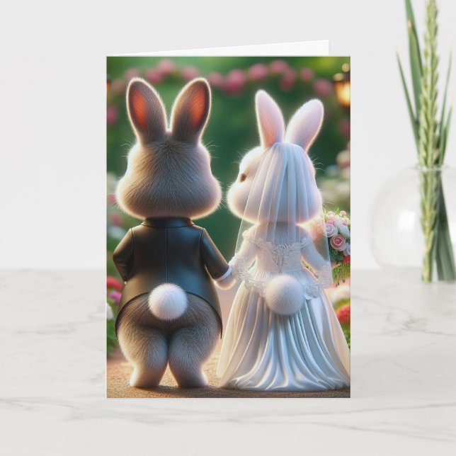 Carte Félicitations pour le mariage de lapin (Devant)
