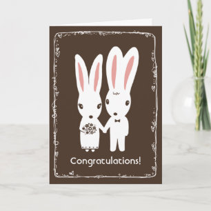 Carte Félicitations pour le mariage de lapins