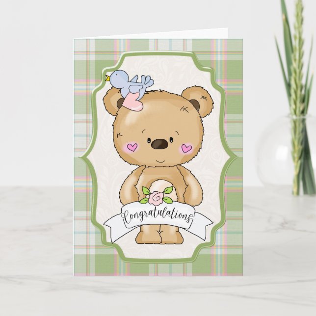Carte Félicitations pour le mariage de nounours (Devant)