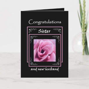 Carte Félicitations pour le mariage de SŒUR - Rose rose