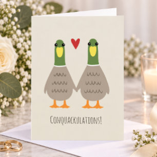 Carte Félicitations pour le Mariage des Canards Amoureux