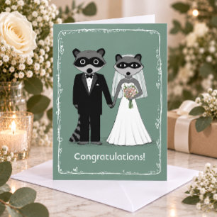 Carte Félicitations pour le mariage des ratons laveurs m