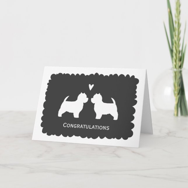 Carte Félicitations pour le mariage des terriers blancs  (Devant)