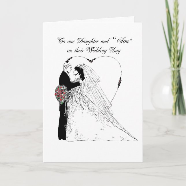 Carte Félicitations pour le mariage fille et "fils" (Devant)