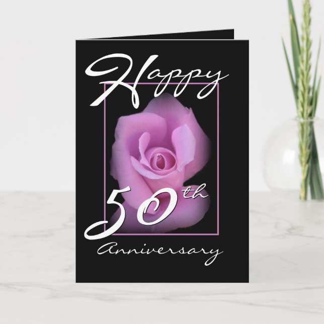 Carte Félicitations pour les 50 ans de mariage Rose rose (Devant)
