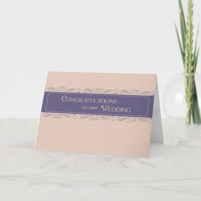 Carte Félicitations pour les couleurs Mariage, prune et  (Devant)