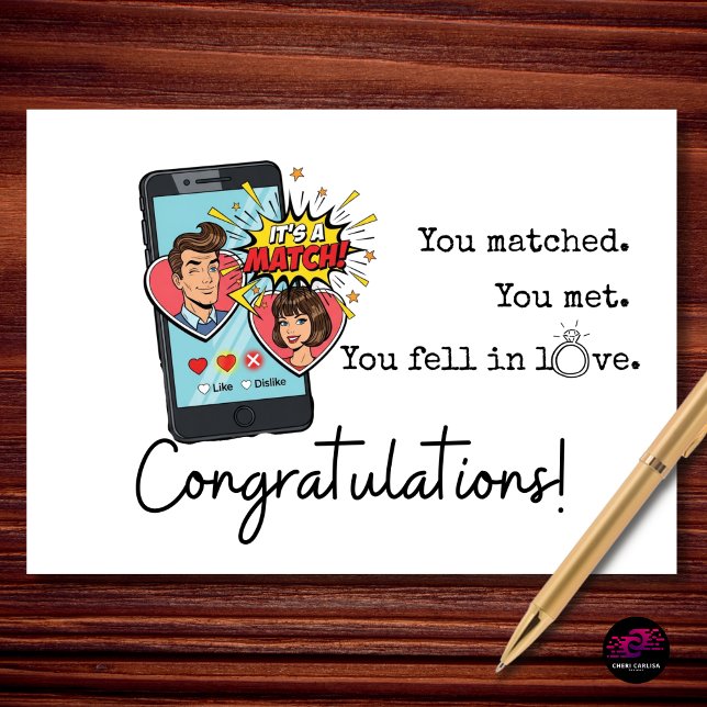 Carte Félicitations pour les fiançailles Application de  (From swipe to forever.💍 Congratulations!)