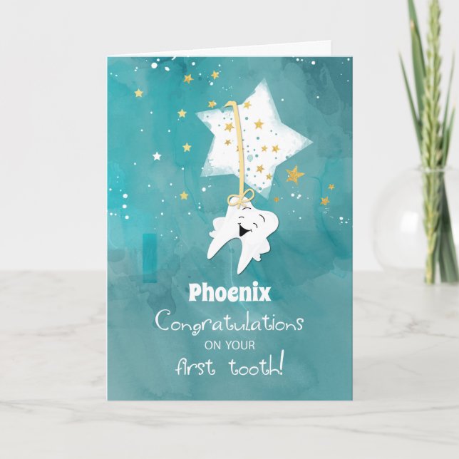 Carte Félicitations pour les premières étoiles de dent d (Devant)
