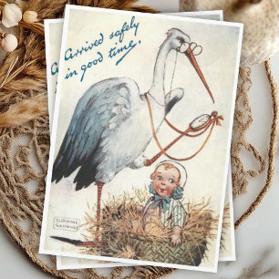 Carte Félicitations pour Nouveau Bébé Vintage avec Cigog