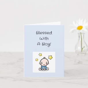 Carte Félicitations pour un bébé garçon religieux avec t