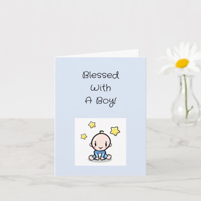 Carte Félicitations pour un bébé garçon religieux avec t (Petite plante)
