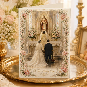 Carte Félicitations pour un mariage catholique tradition