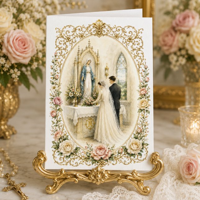Carte Félicitations pour un mariage catholique tradition (Créateur téléchargé)