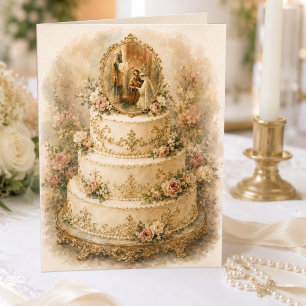 Carte Félicitations pour un mariage catholique vintage