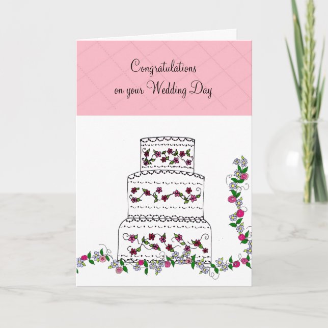 Carte Félicitations pour un mariage gâteau de mariage (Devant)