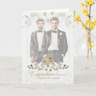 Carte Félicitations pour un mariage gay Deux mariés Vint
