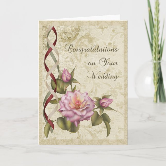 Carte Félicitations pour un mariage vintage (Devant)