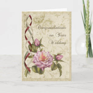 Carte Félicitations pour un mariage vintage