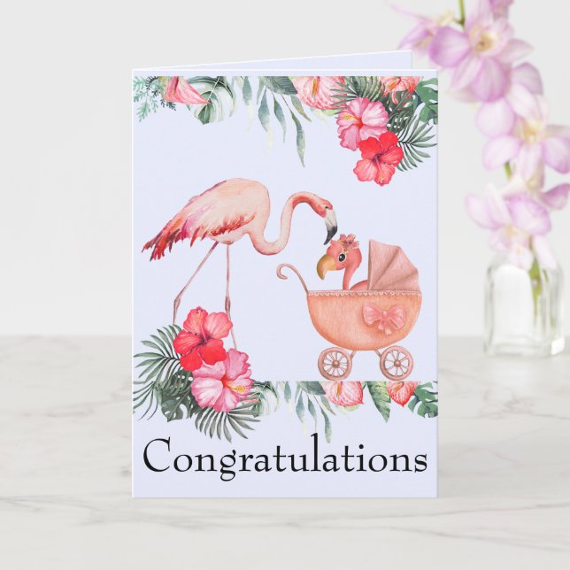 Carte Félicitations pour une Nouvelle-Née Fille aux Flam (Orchidée)