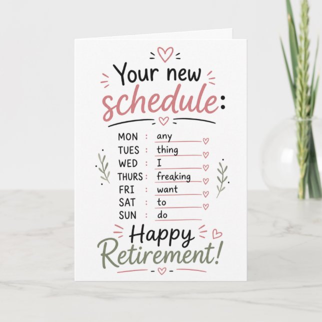 Carte Félicitations pour une retraite heureuse Calendrie (Devant)