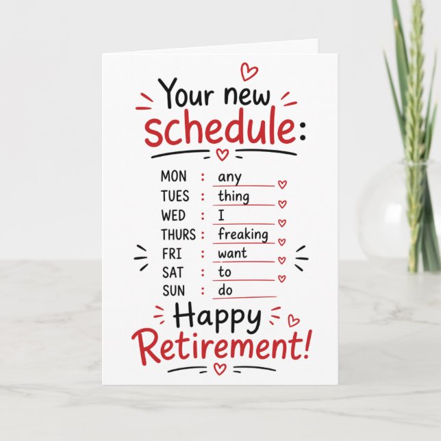 Carte Félicitations pour une retraite heureuse Calendrie (Devant)