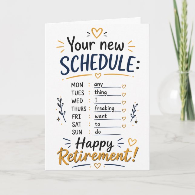 Carte Félicitations pour une retraite heureuse Calendrie (Devant)