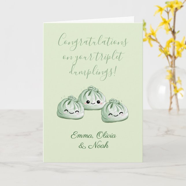 Carte Félicitations pour vos triplés, adorables boulette (Fleur jaune)