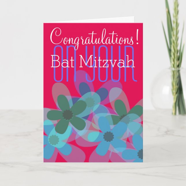 Carte Félicitations pour votre Bat mitzvah floral (Devant)
