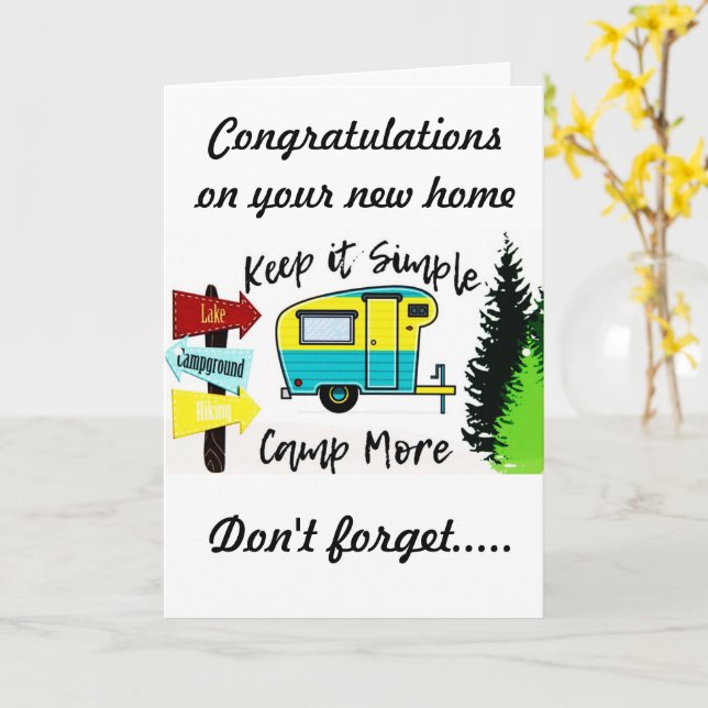 CARTE **FÉLICITATIONS POUR VOTRE NOUVEAU CAMPER** (Fleur jaune)