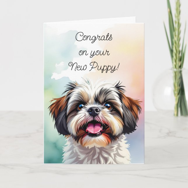 Carte Félicitations pour votre nouveau chiot | Shih Tzu (Devant)
