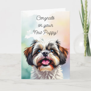 Carte Félicitations pour votre nouveau chiot   Shih Tzu