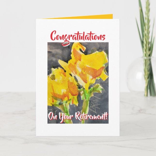 Carte Félicitations Pour Votre Retraite Fleurs Jaunes (Devant)