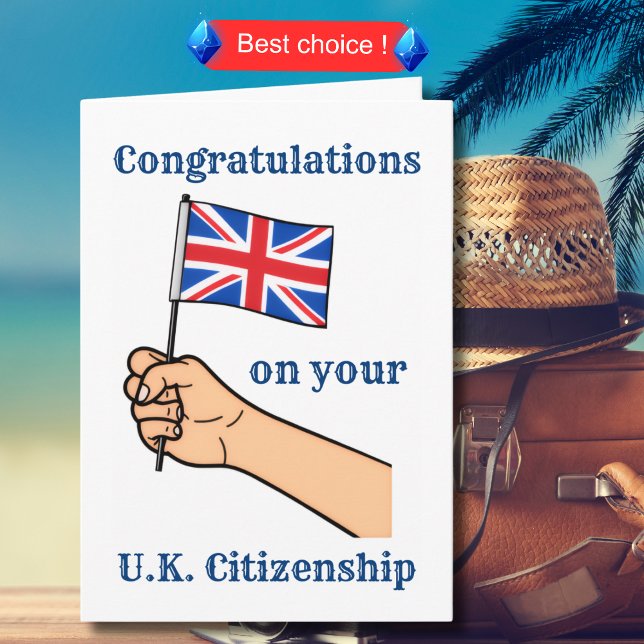Carte Félicitations pour votre UK Citizenship Union Jack (Créateur téléchargé)