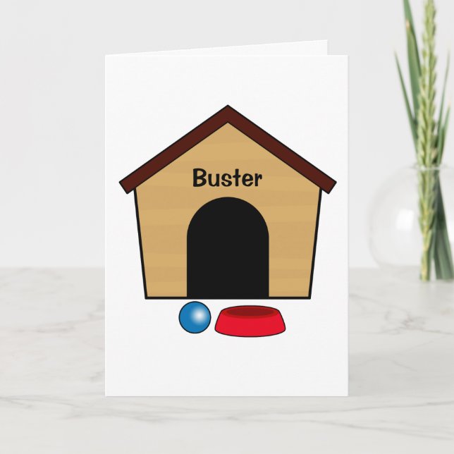Carte Félicitations Puppy Dog House Nom personnalisable (Devant)