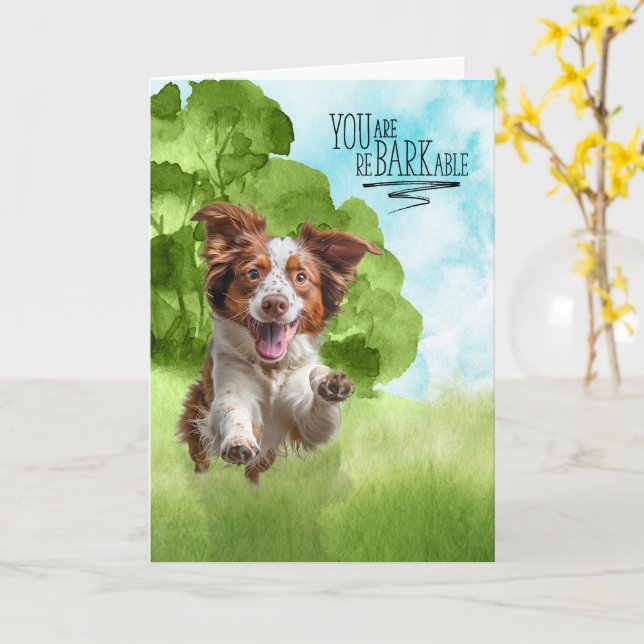Carte Félicitations reBARKable Brittany Spaniel Chien (Fleur jaune)