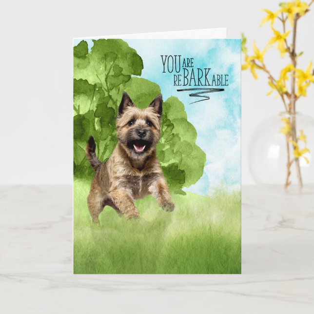 Carte Félicitations reBARKable Cairn Terrier Chien (Fleur jaune)