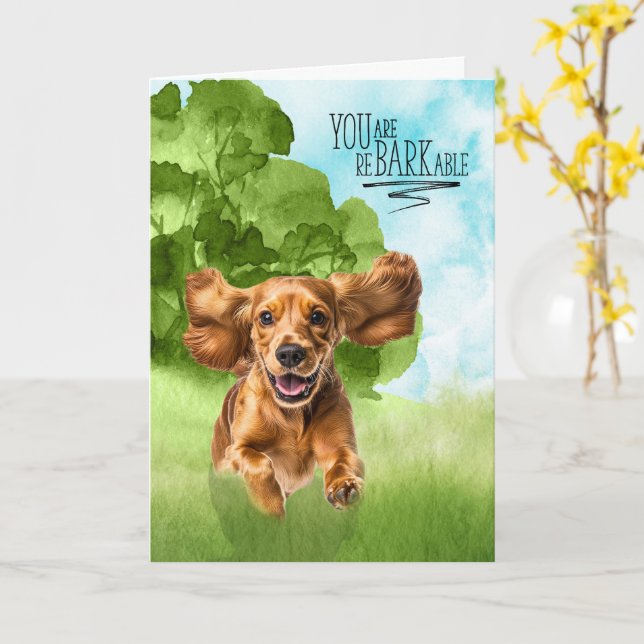 Carte Félicitations reBARKable Chien Cocker Spaniel (Fleur jaune)